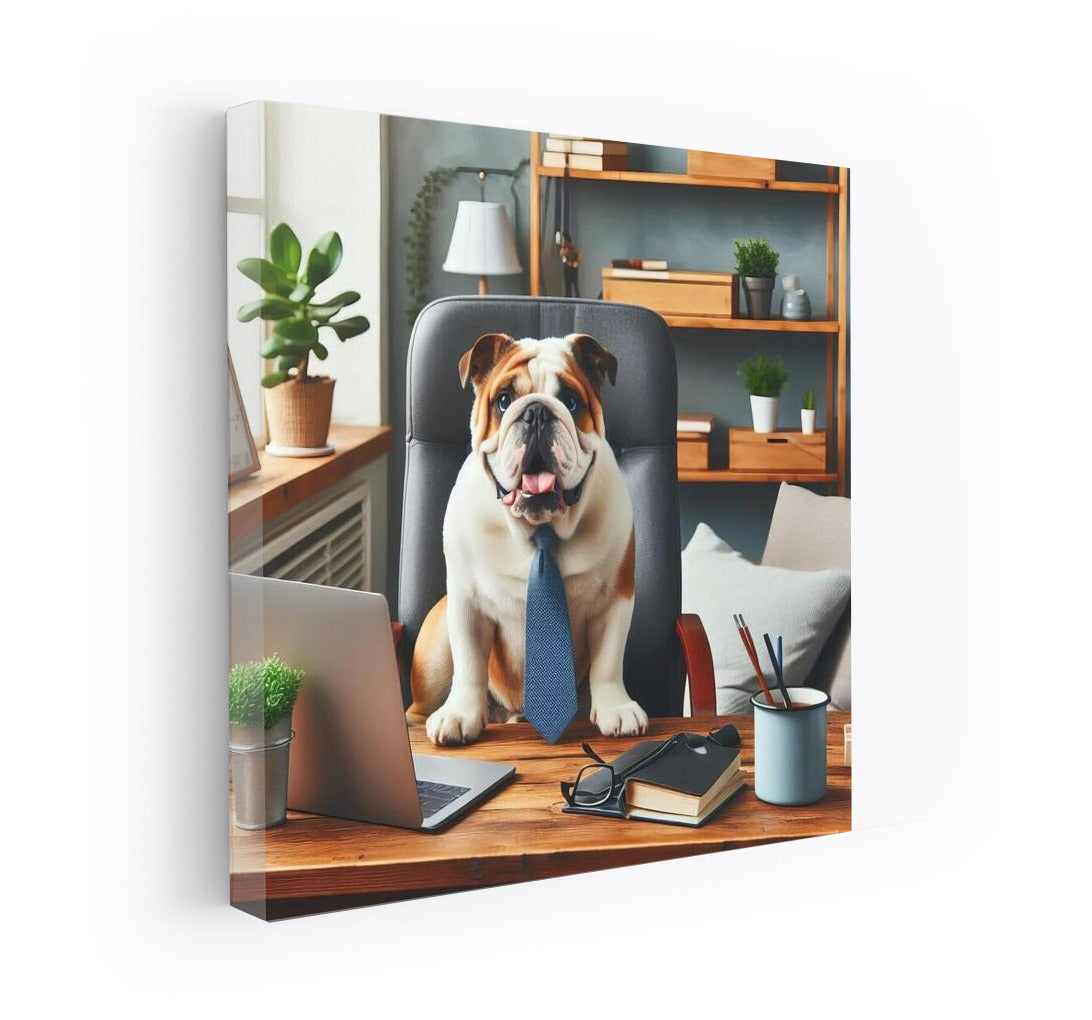 The Charm of an English Bulldog in the Office: Style and Charisma
