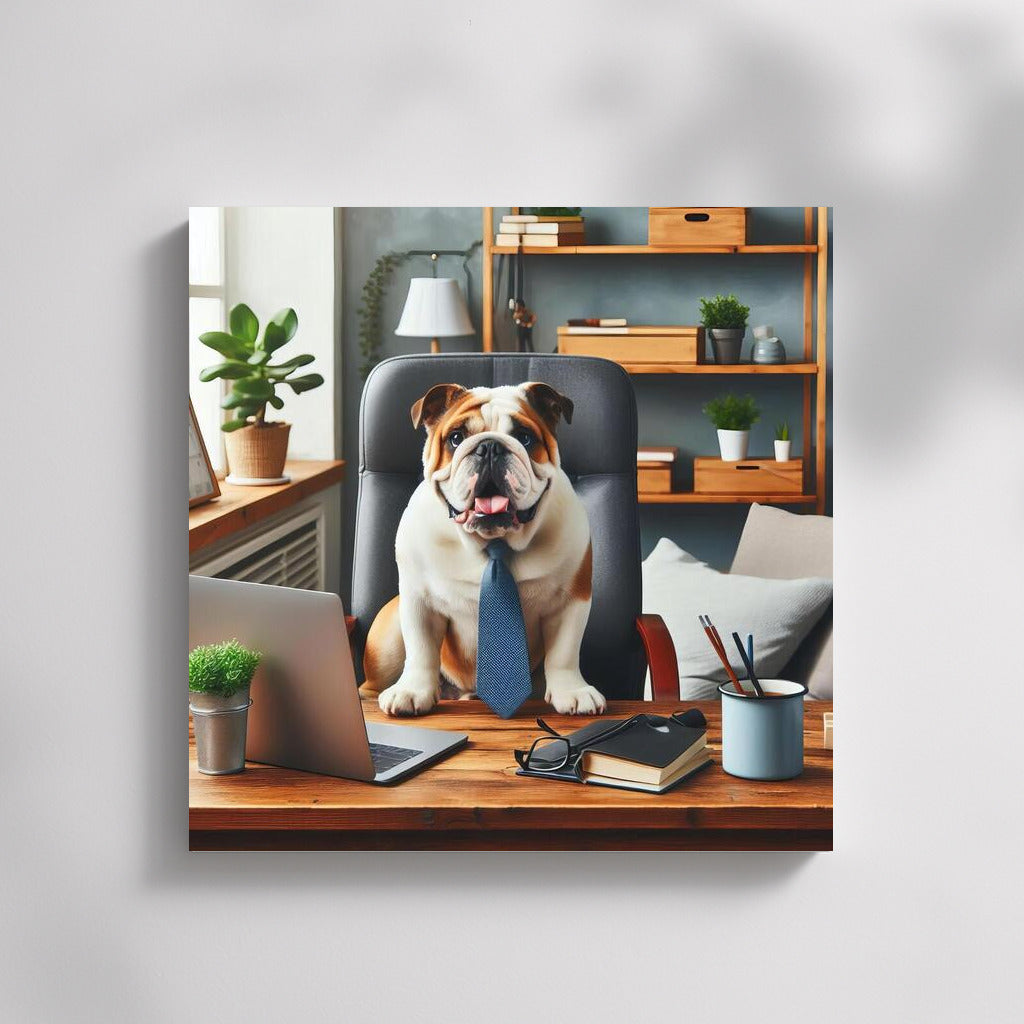The Charm of an English Bulldog in the Office: Style and Charisma