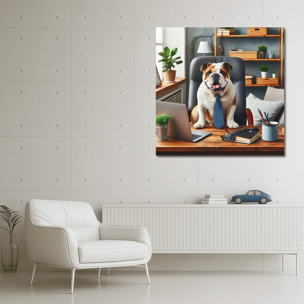 The Charm of an English Bulldog in the Office: Style and Charisma