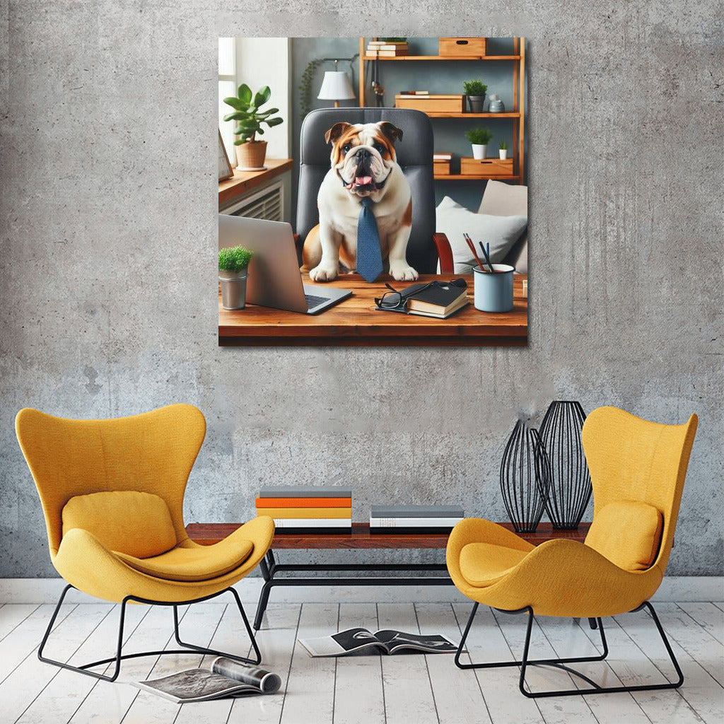 The Charm of an English Bulldog in the Office: Style and Charisma
