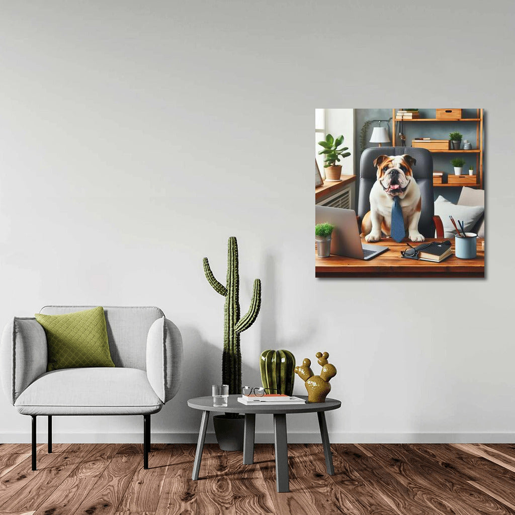 The Charm of an English Bulldog in the Office: Style and Charisma