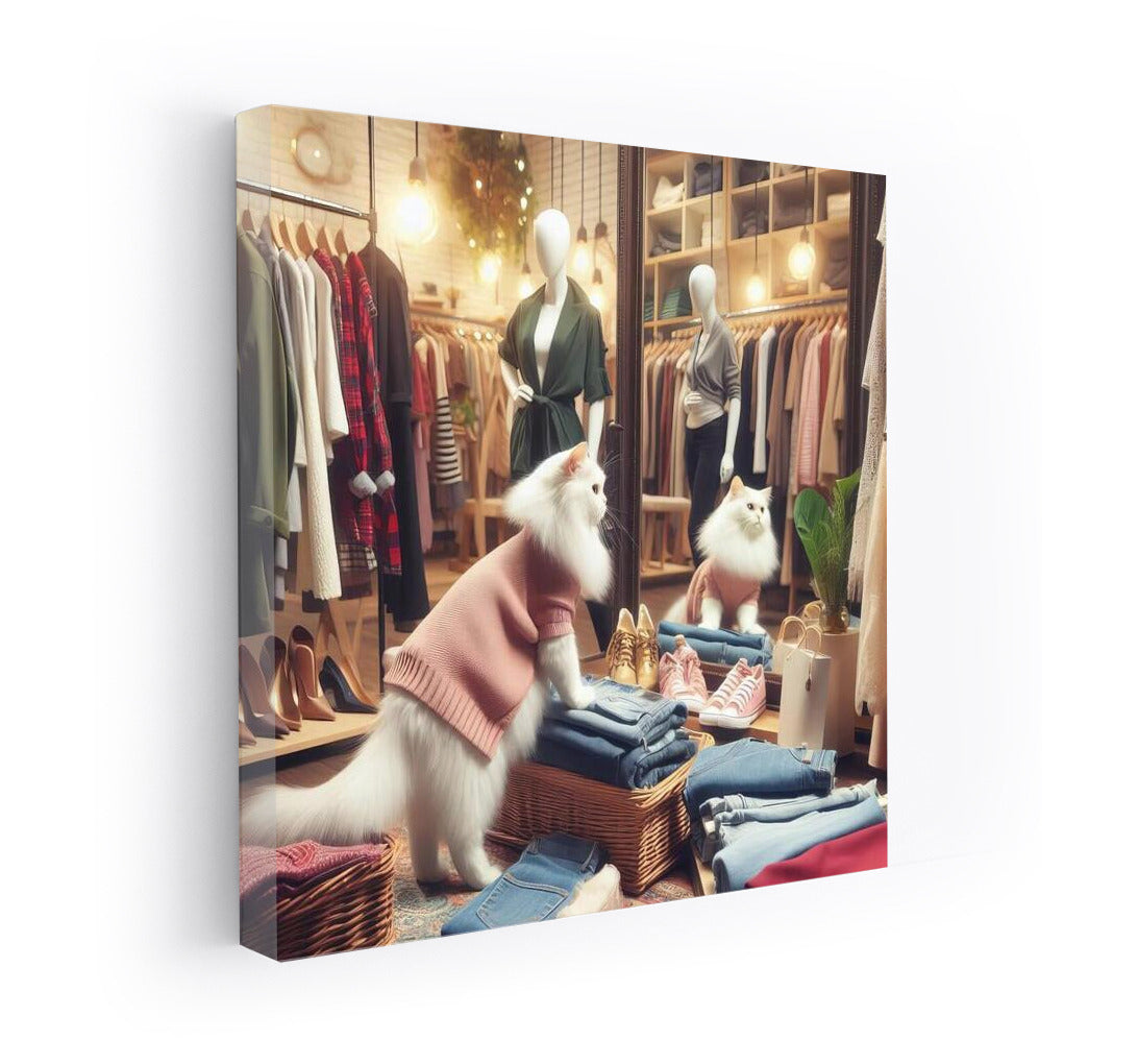 Fashionable Cat in Boutique: Style and Mirrors
