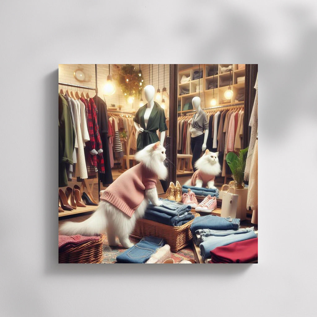 Fashionable Cat in Boutique: Style and Mirrors