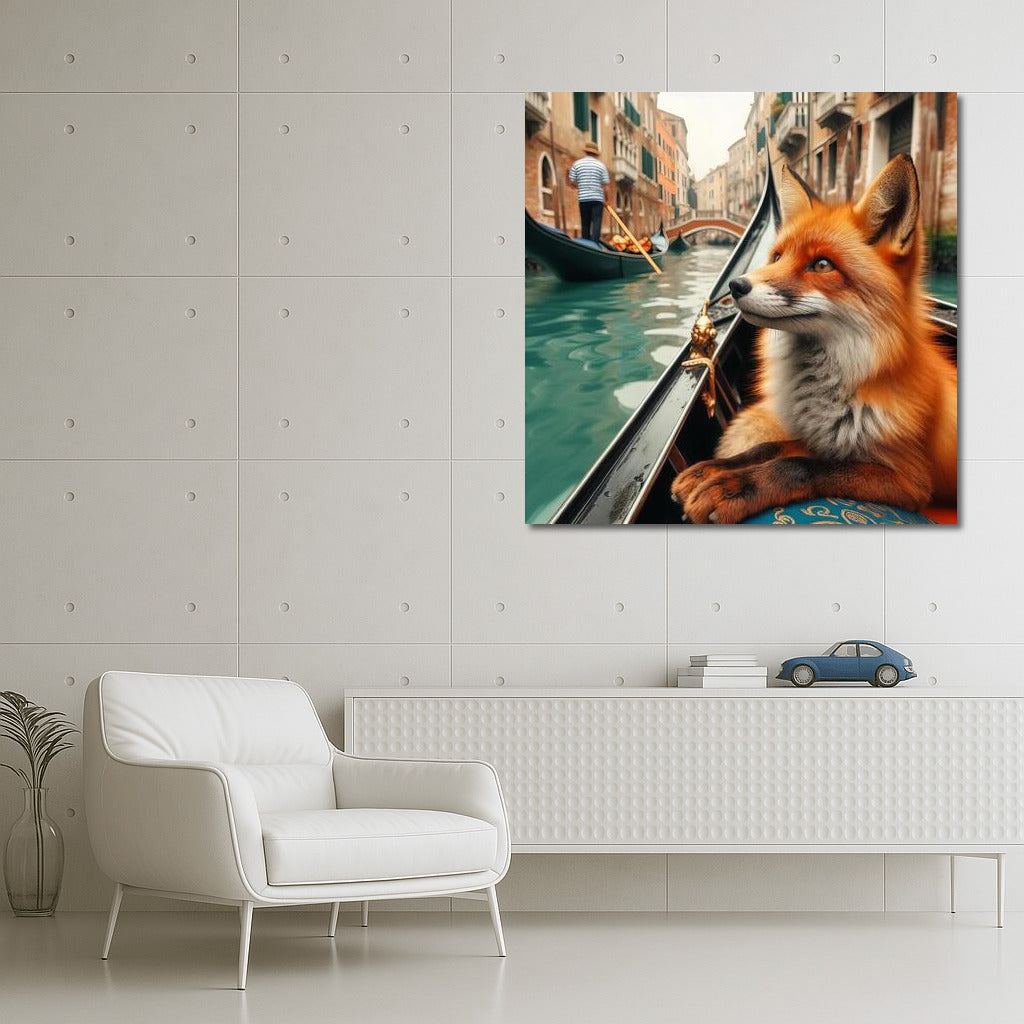 Fox on a Gondola: A Fairytale Journey Through the Canals of Venice
