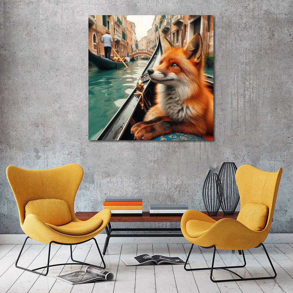 Fox on a Gondola: A Fairytale Journey Through the Canals of Venice