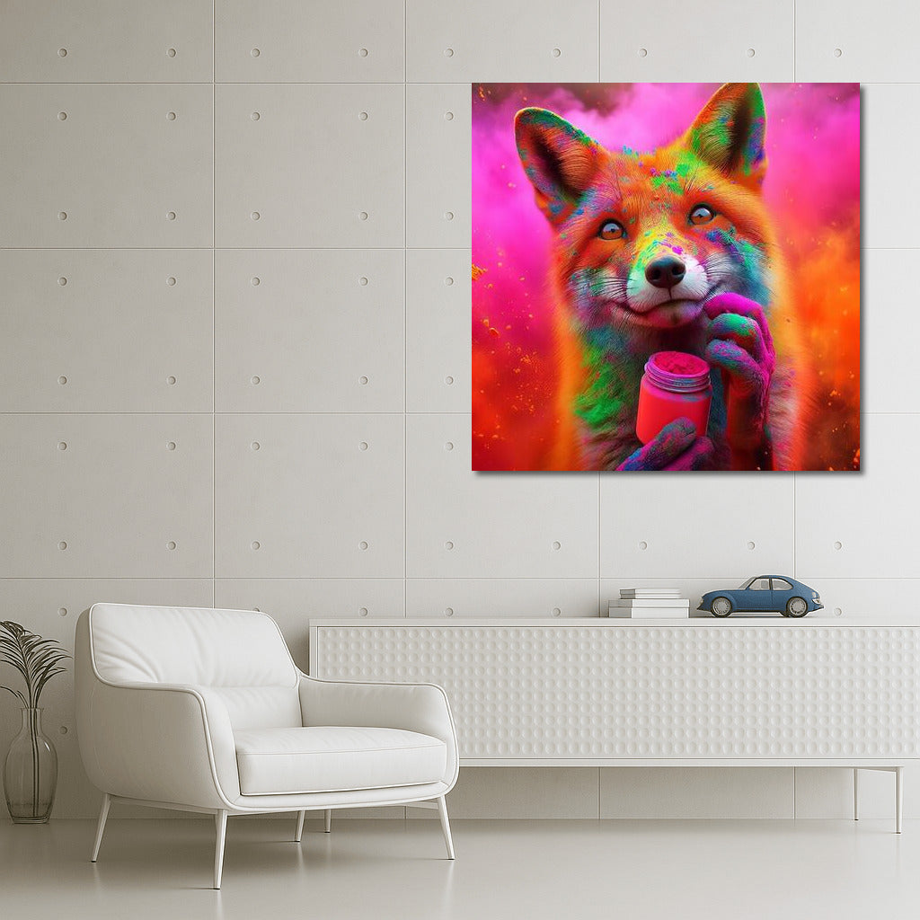 Fox in the Colourful Vortex Holi: The Vibrant Festival of Colours