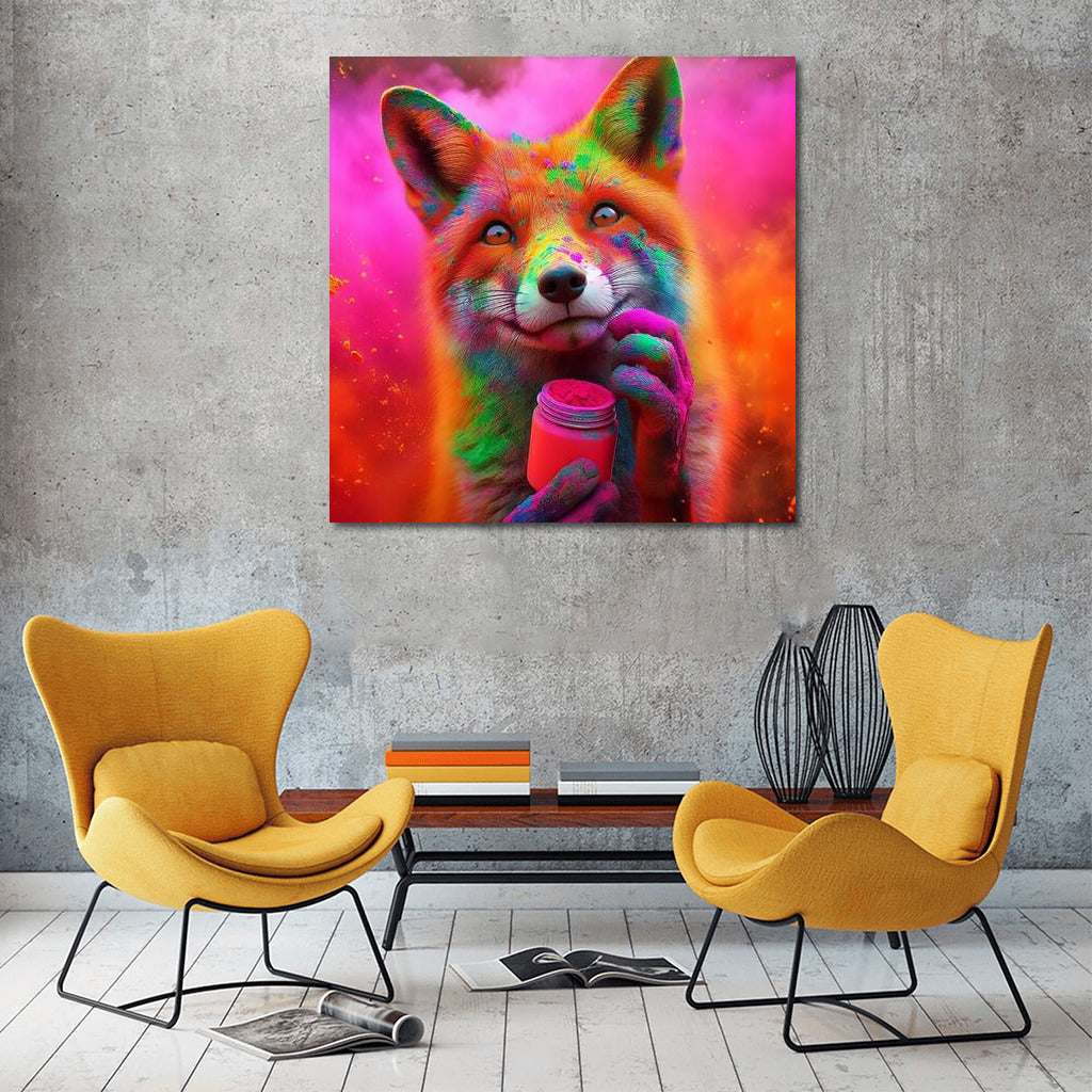 Fox in the Colourful Vortex Holi: The Vibrant Festival of Colours