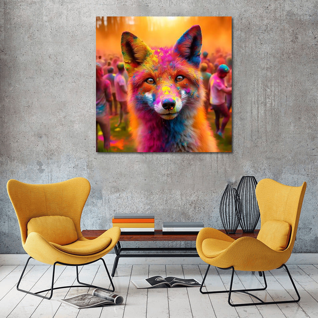 Fox in a Vortex of Colours: Holi Festival
