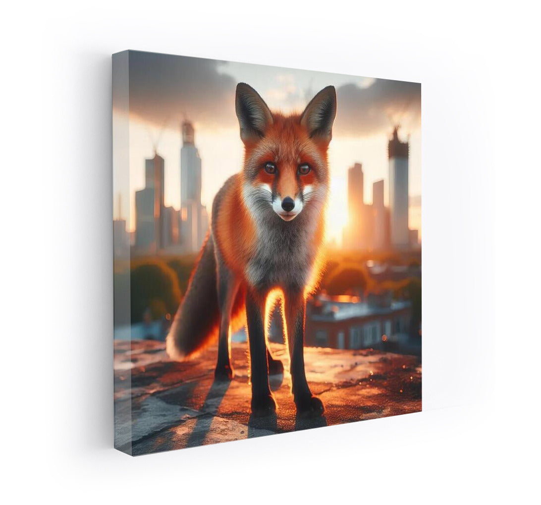 Mysterious Fox at Urban Sunset: Fox Urban Rooftop 4