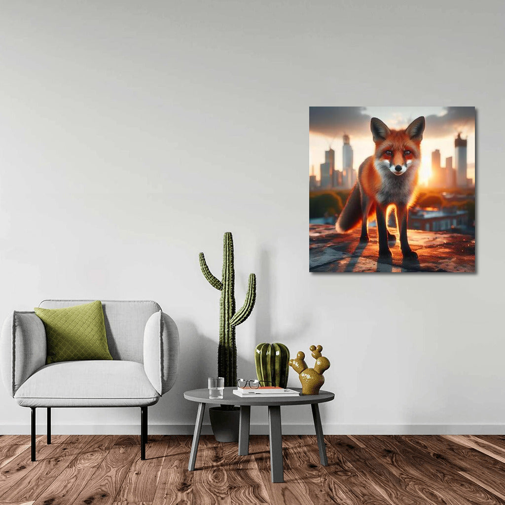Mysterious Fox at Urban Sunset: Fox Urban Rooftop 4