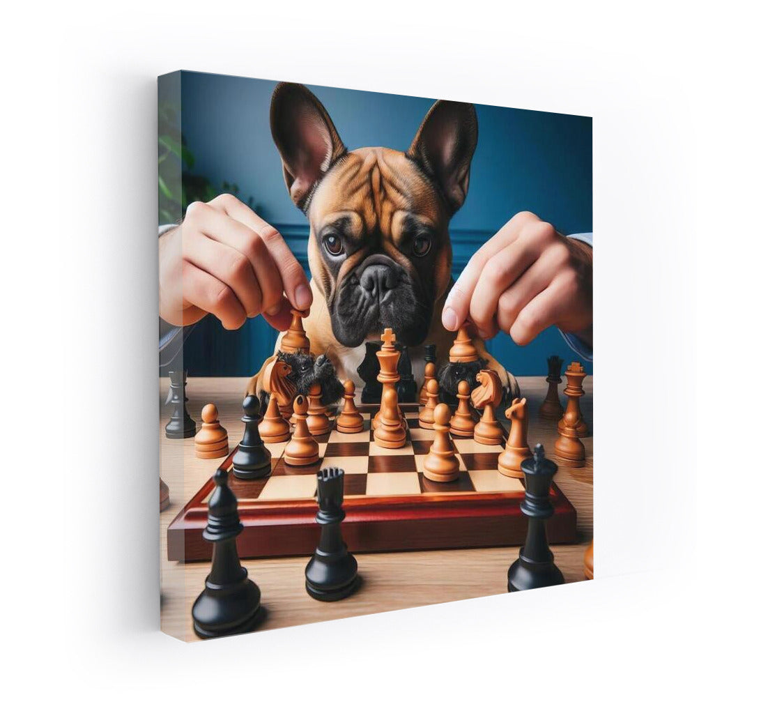 French Bulldog Chess Tournament: Live Pieces in a Playful Dance