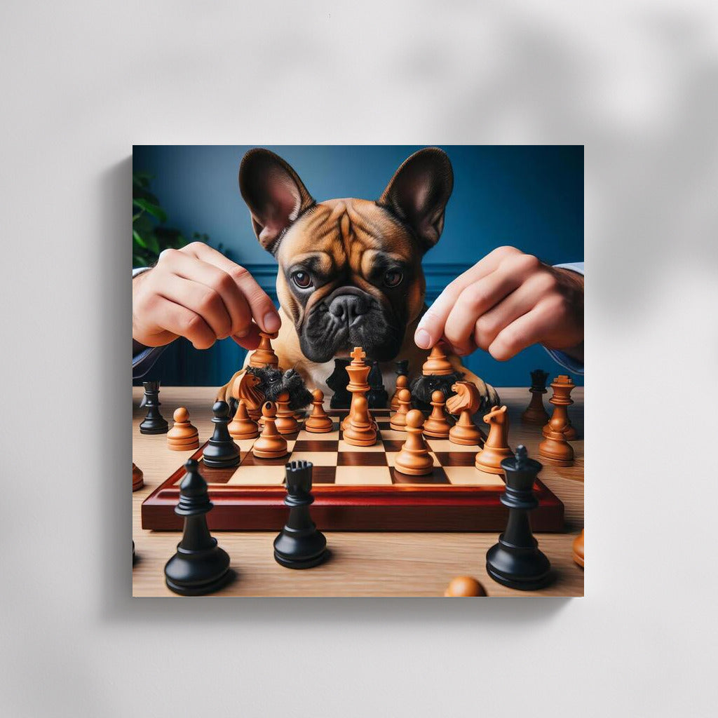 French Bulldog Chess Tournament: Live Pieces in a Playful Dance