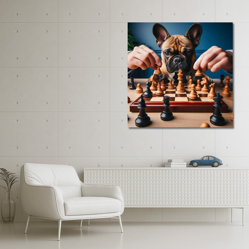 French Bulldog Chess Tournament: Live Pieces in a Playful Dance