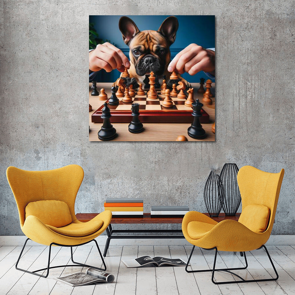 French Bulldog Chess Tournament: Live Pieces in a Playful Dance