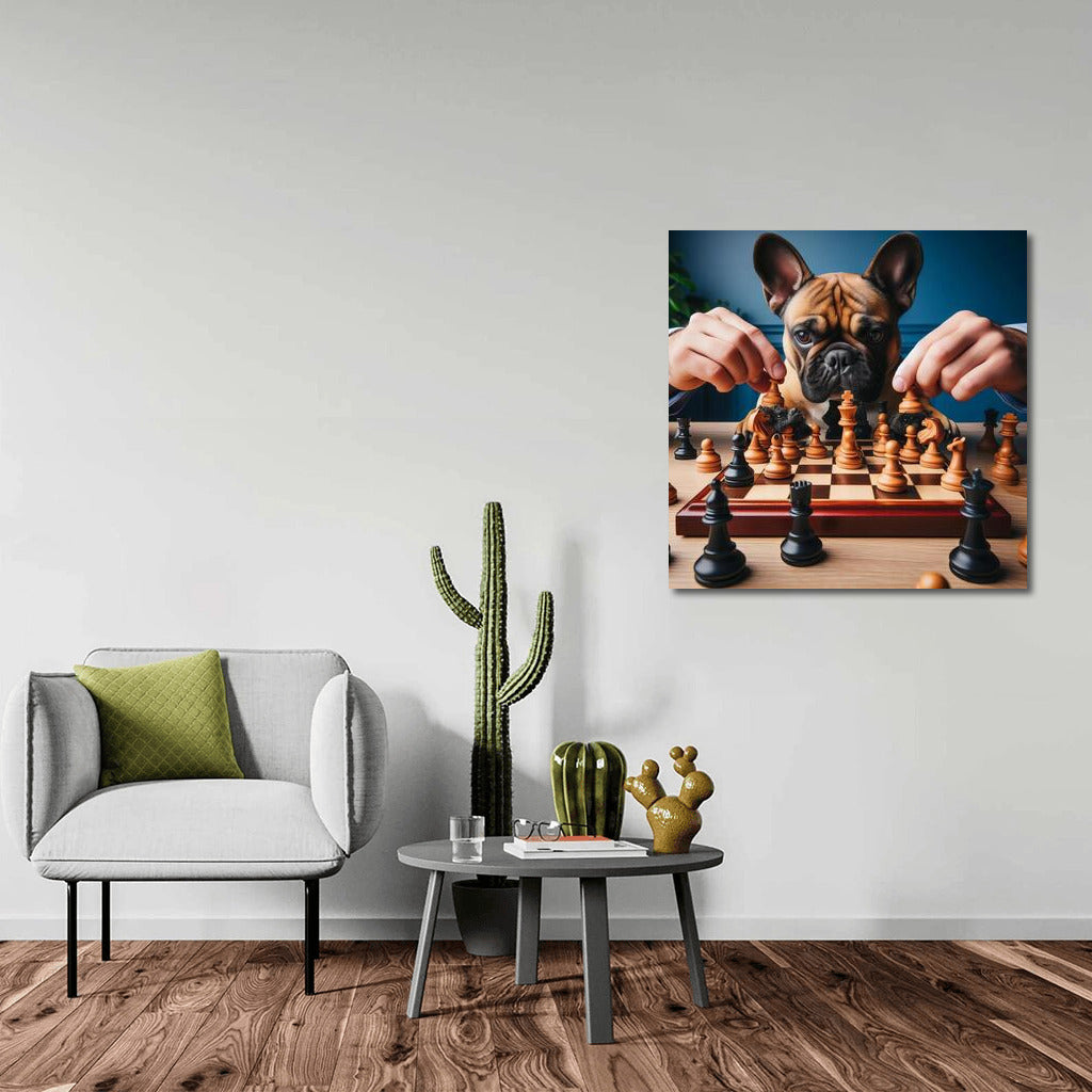 French Bulldog Chess Tournament: Live Pieces in a Playful Dance