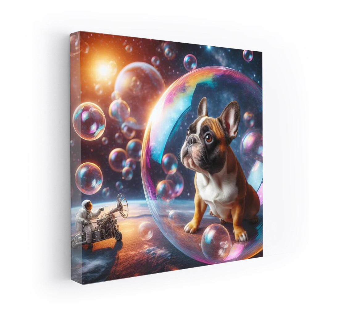 French Bulldog's Space Journey in a Soap Bubble