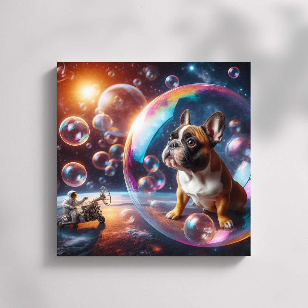 French Bulldog's Space Journey in a Soap Bubble