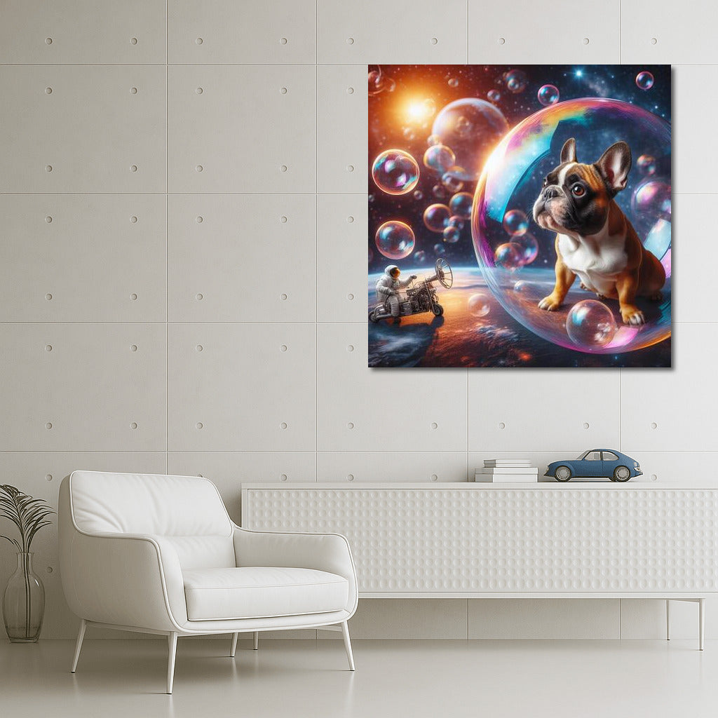 French Bulldog's Space Journey in a Soap Bubble