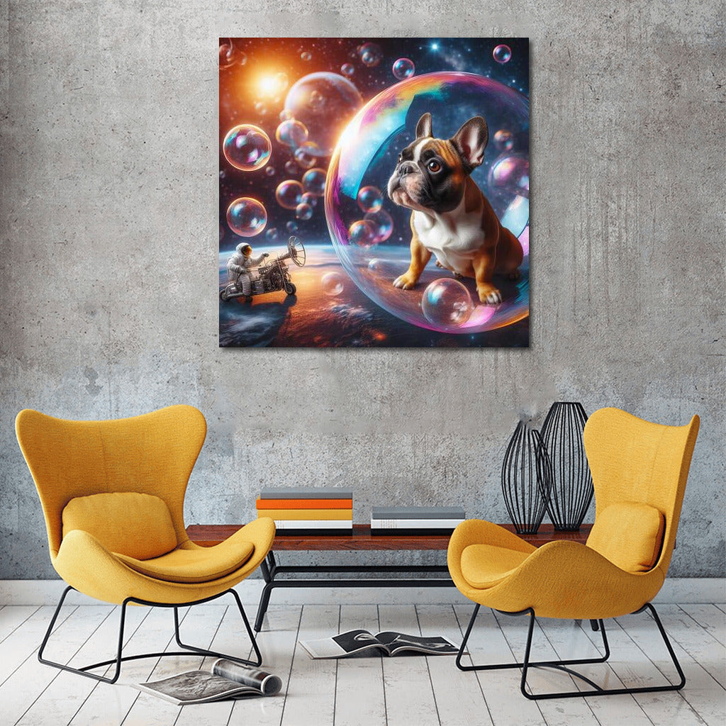 French Bulldog's Space Journey in a Soap Bubble