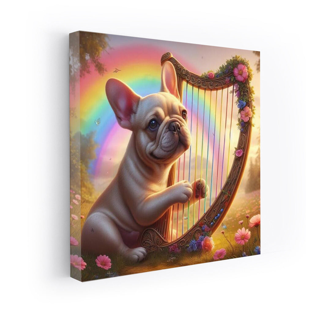 French Bulldog and Rainbow Harp: Music That Brings Nature to Life