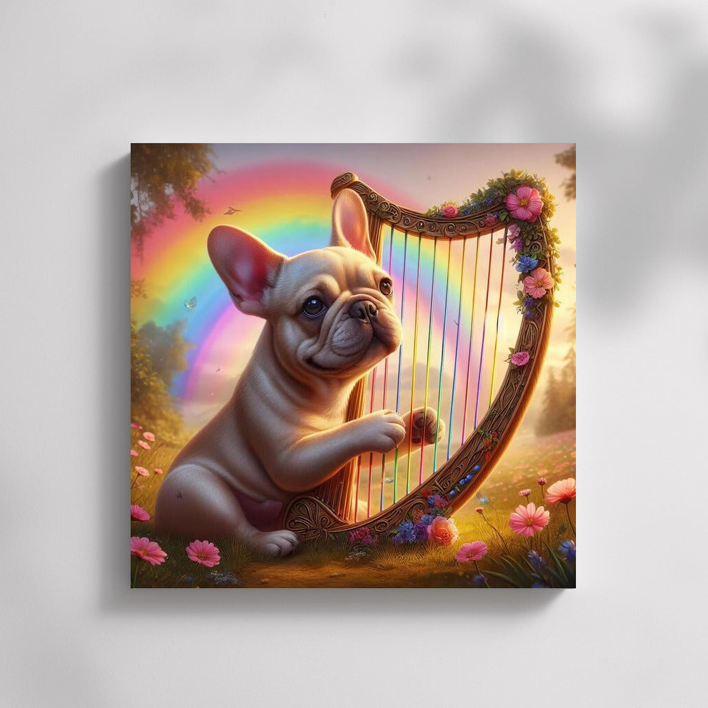 French Bulldog and Rainbow Harp: Music That Brings Nature to Life