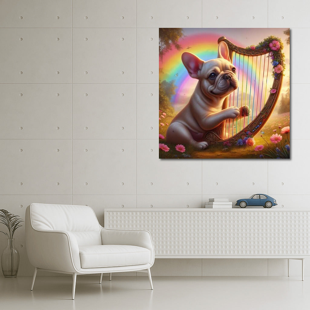 French Bulldog and Rainbow Harp: Music That Brings Nature to Life