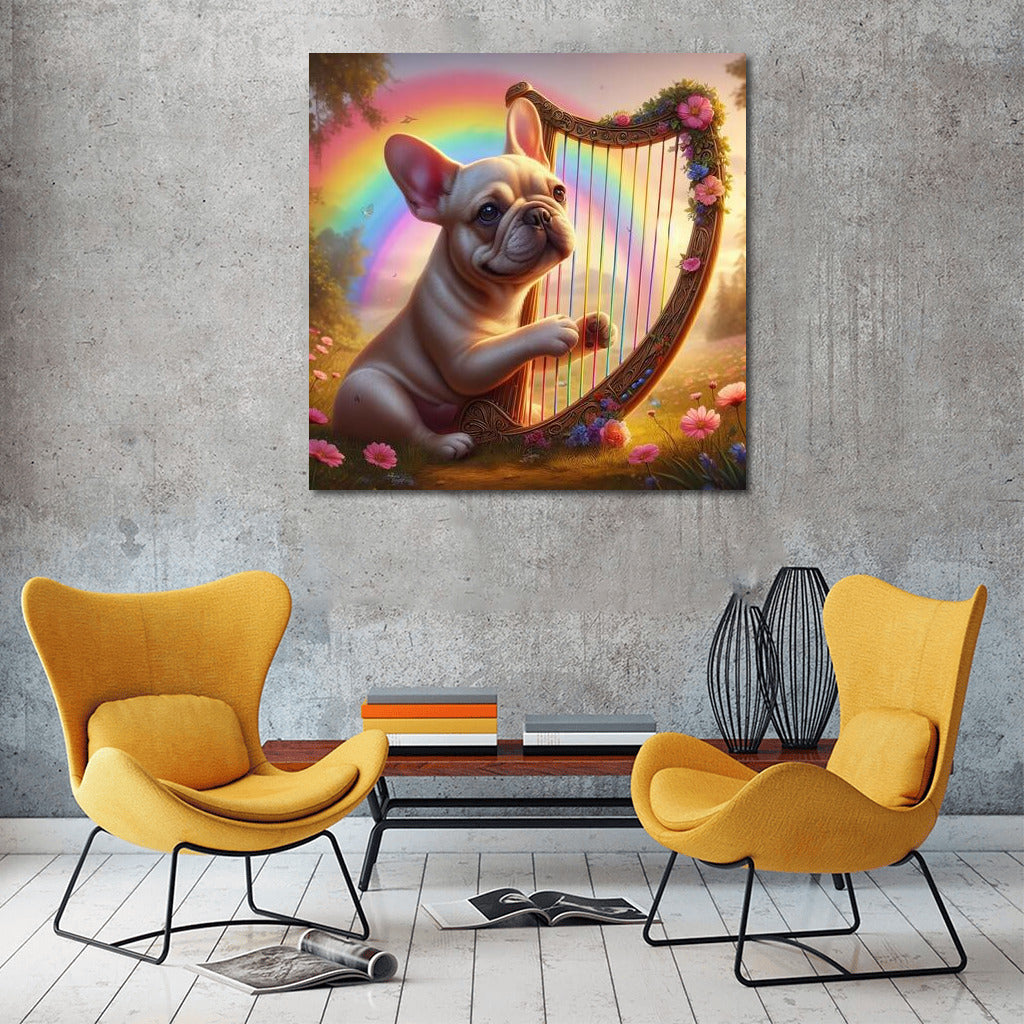 French Bulldog and Rainbow Harp: Music That Brings Nature to Life