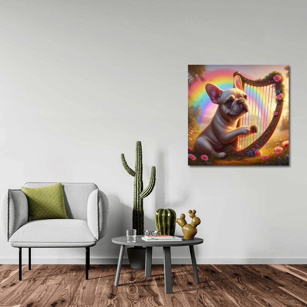 French Bulldog and Rainbow Harp: Music That Brings Nature to Life