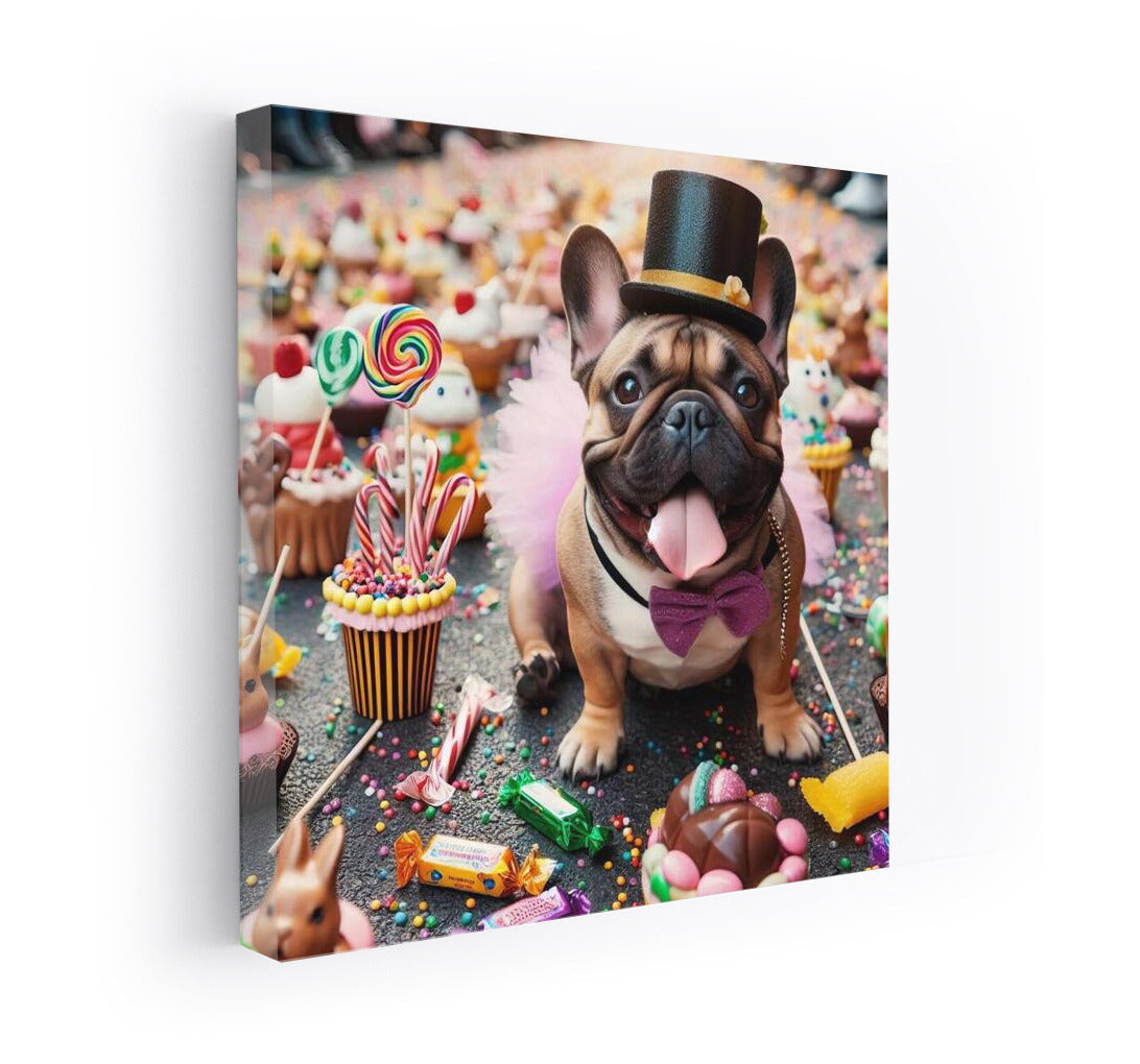 French Bulldog in Chocolate Extravaganza: Sweet Dressing Hat