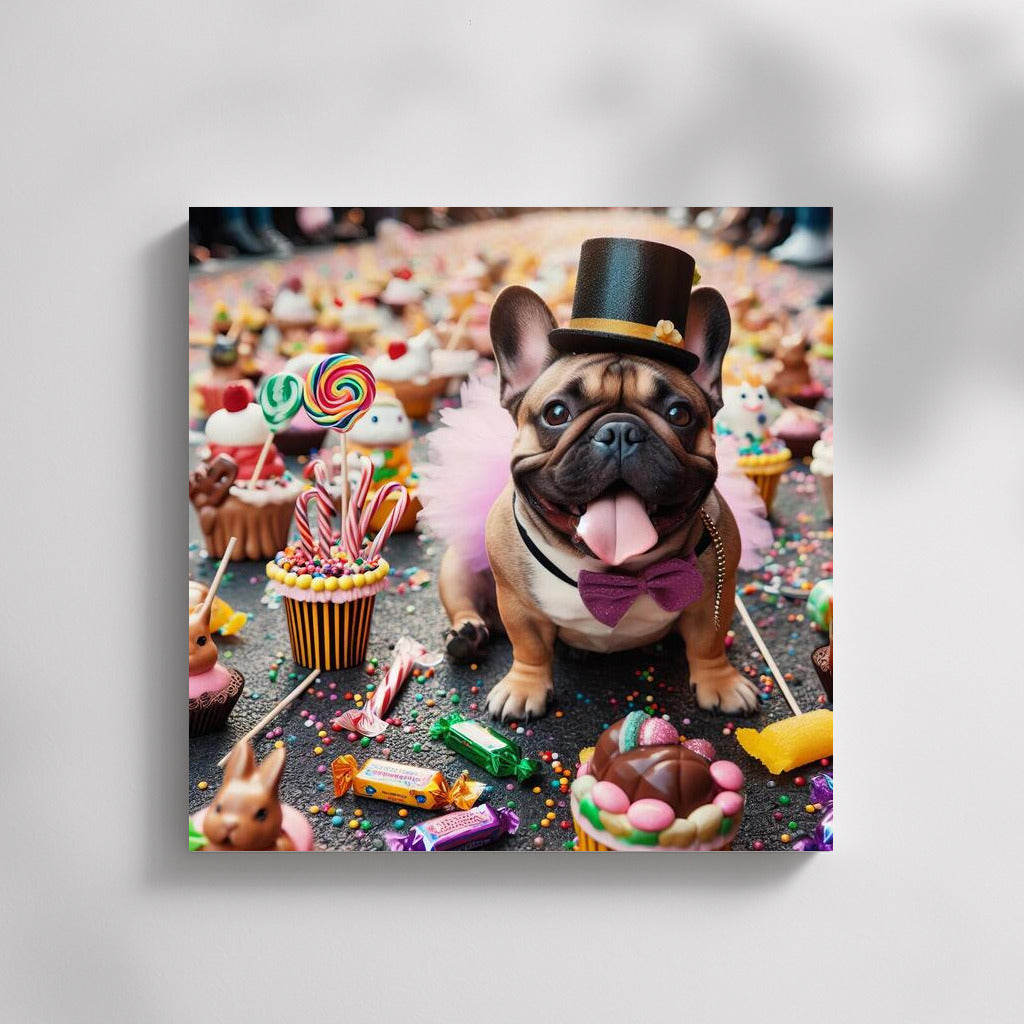 French Bulldog in Chocolate Extravaganza: Sweet Dressing Hat