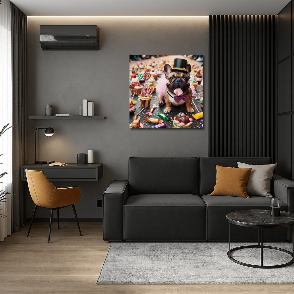 French Bulldog in Chocolate Extravaganza: Sweet Dressing Hat