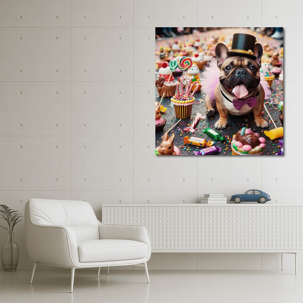 French Bulldog in Chocolate Extravaganza: Sweet Dressing Hat