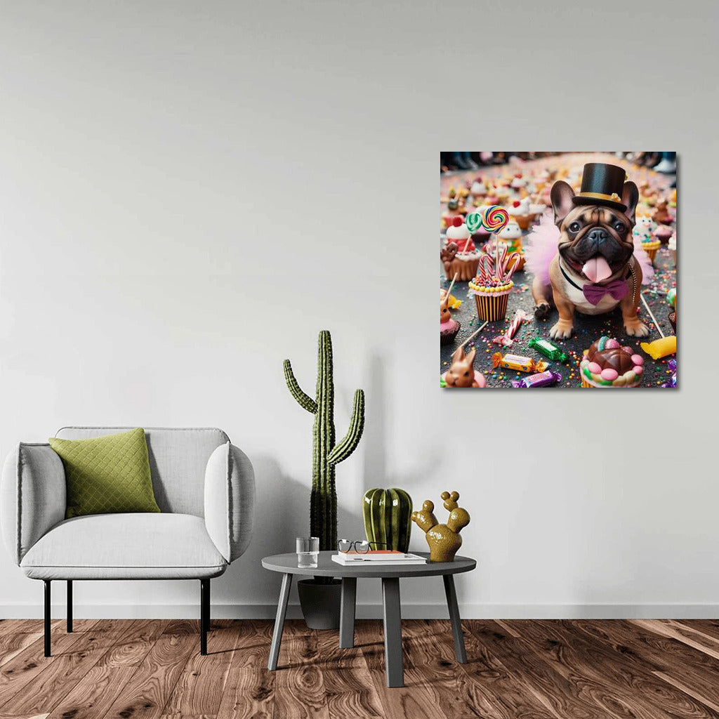 French Bulldog in Chocolate Extravaganza: Sweet Dressing Hat