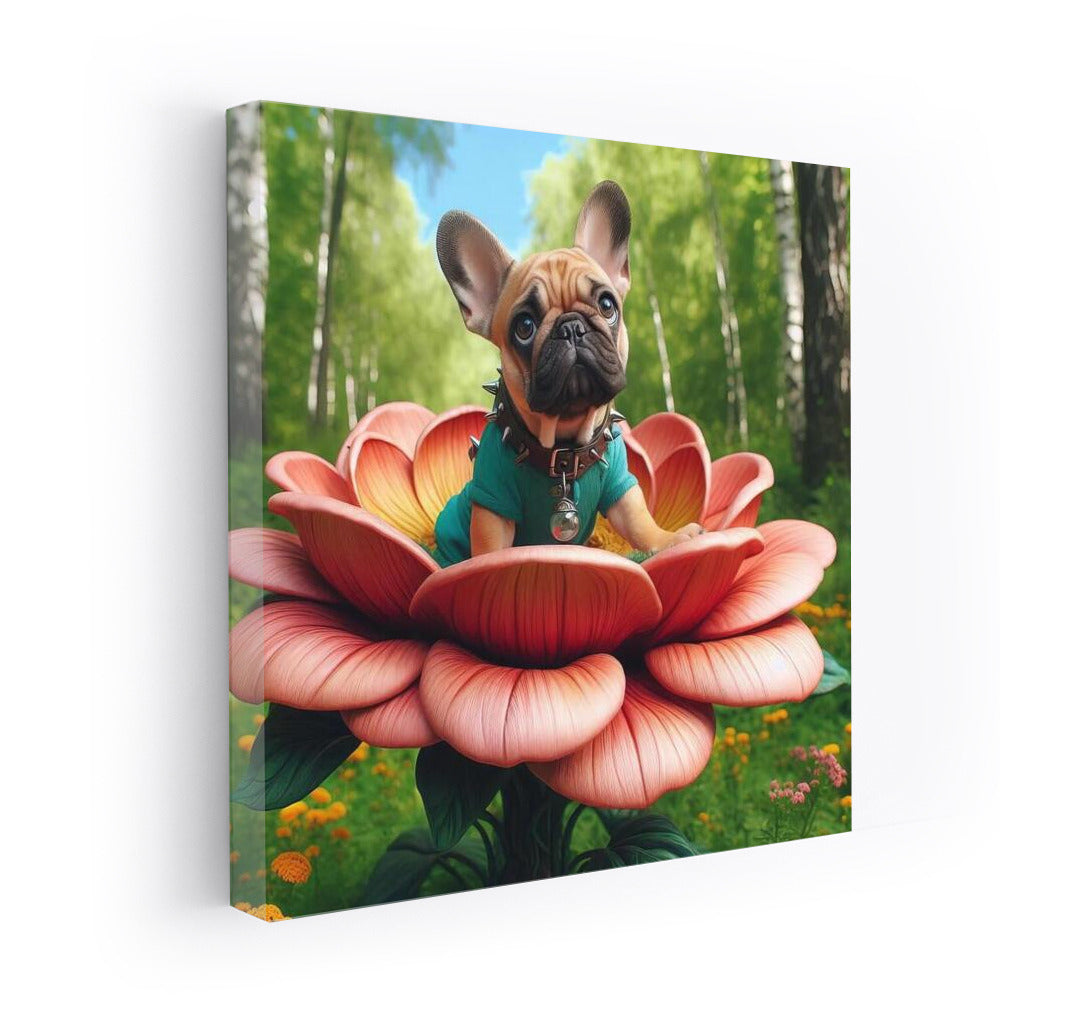 French Bulldog on a Giant Traveling Flower: A Fantasy Adventure