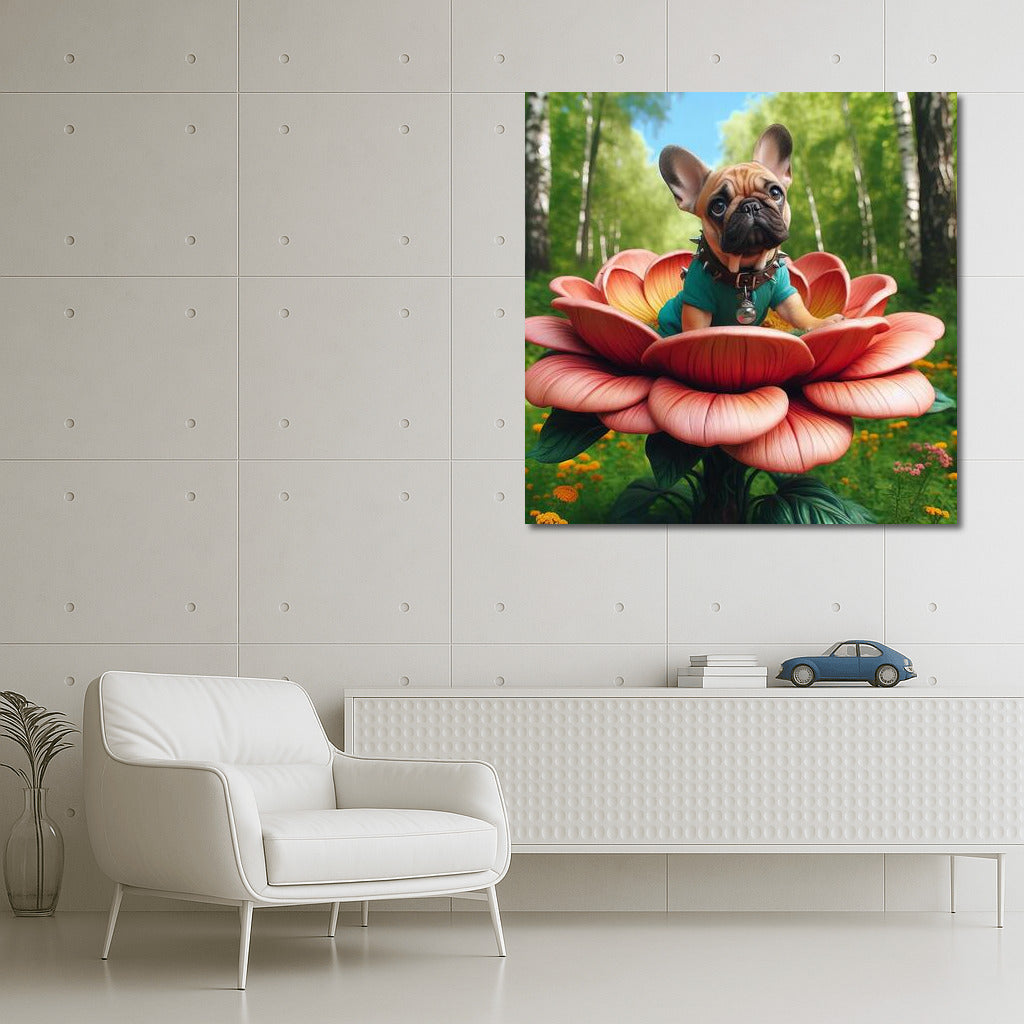 French Bulldog on a Giant Traveling Flower: A Fantasy Adventure