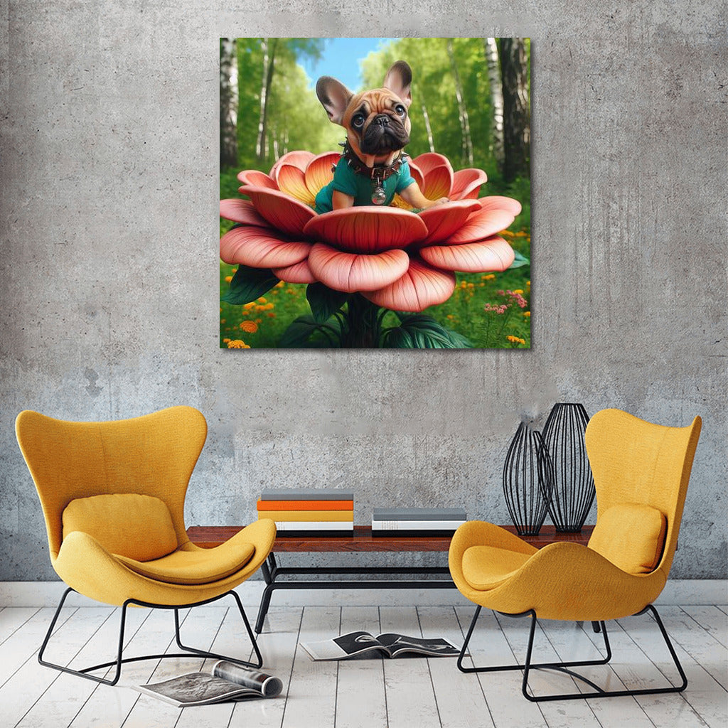 French Bulldog on a Giant Traveling Flower: A Fantasy Adventure