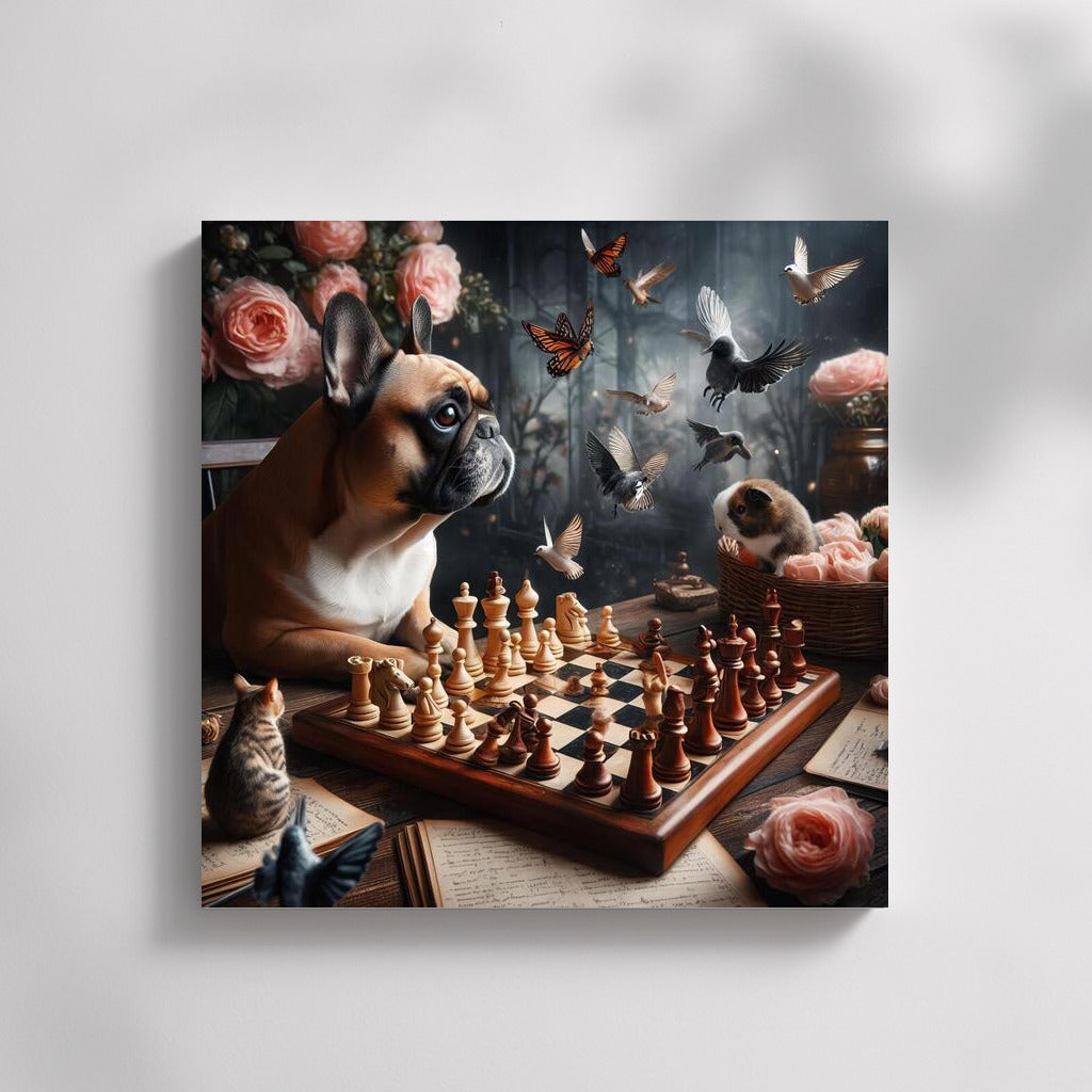 French Bulldog Chess Duel in the Wizarding World