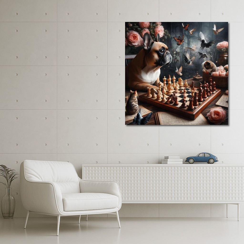 French Bulldog Chess Duel in the Wizarding World