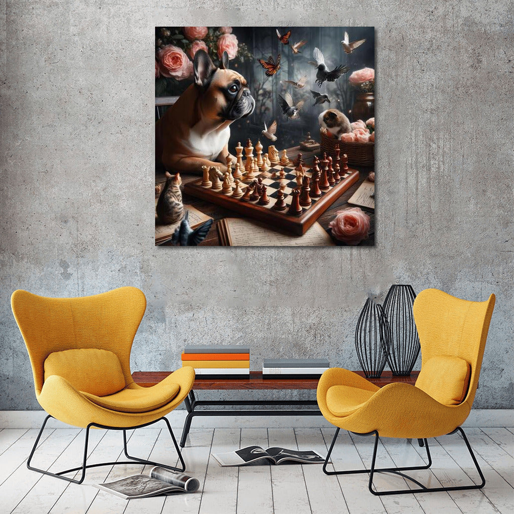 French Bulldog Chess Duel in the Wizarding World