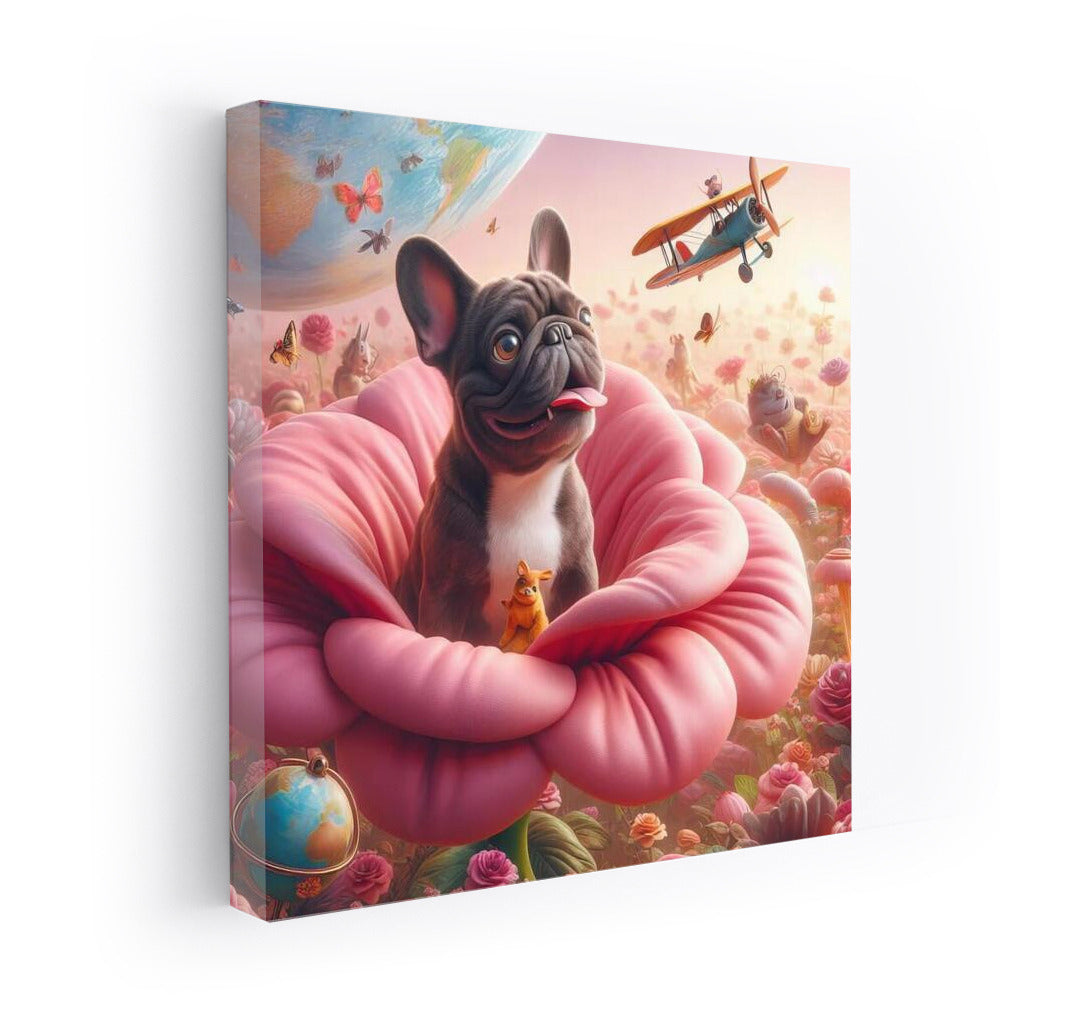 French Bulldog on Flower Express: Traveling Around the World