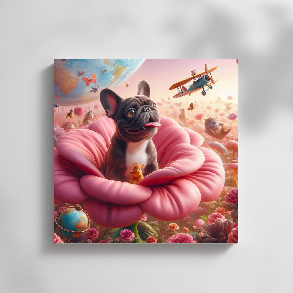 French Bulldog on Flower Express: Traveling Around the World