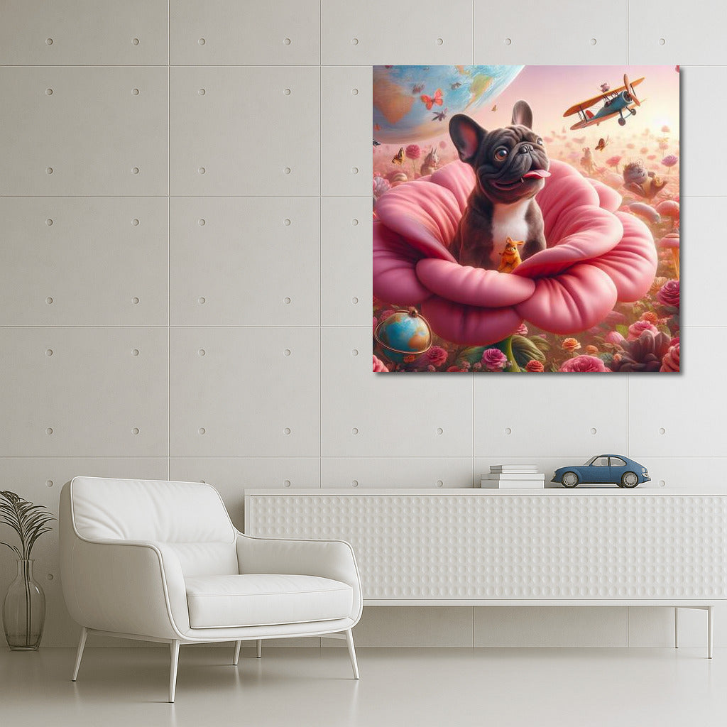 French Bulldog on Flower Express: Traveling Around the World