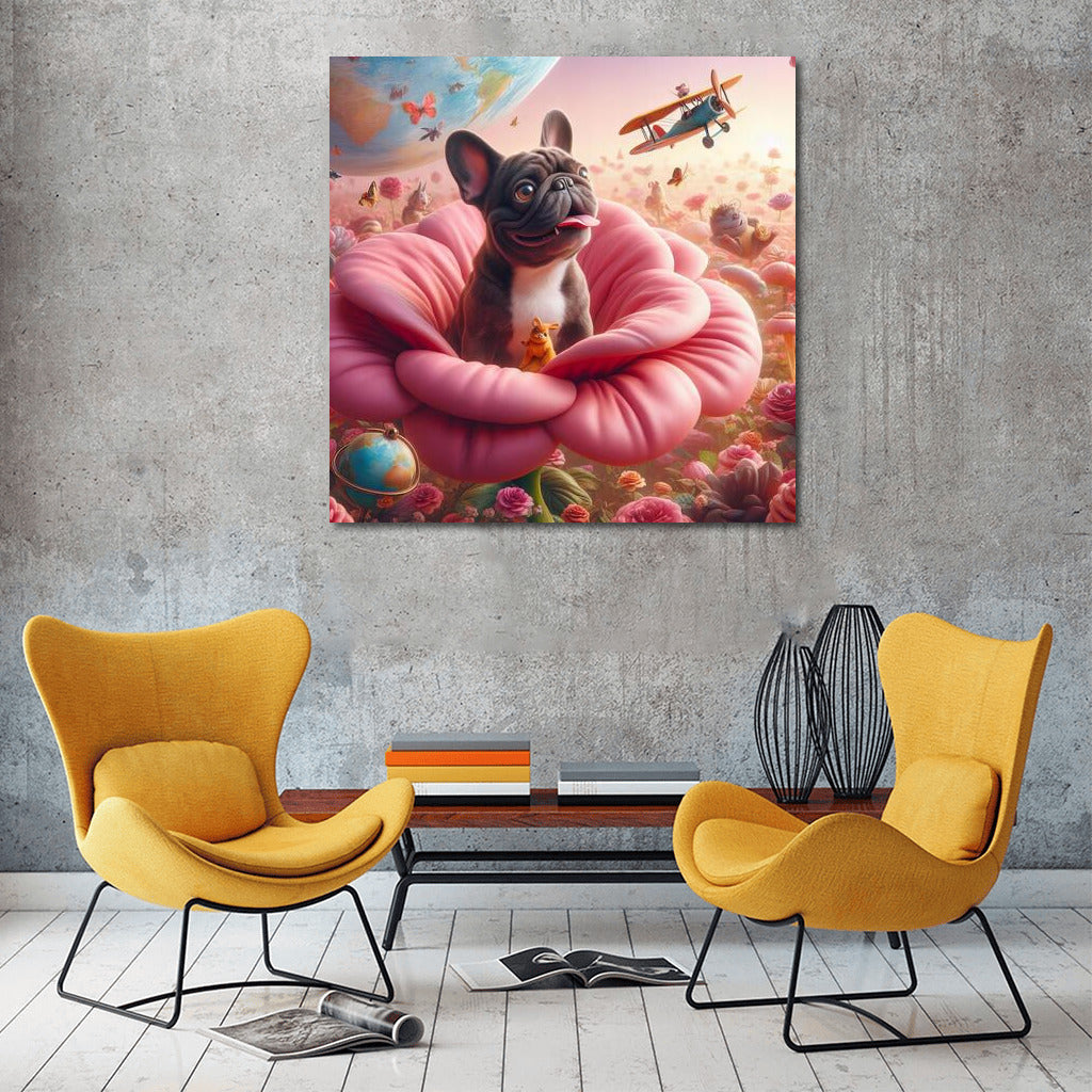 French Bulldog on Flower Express: Traveling Around the World