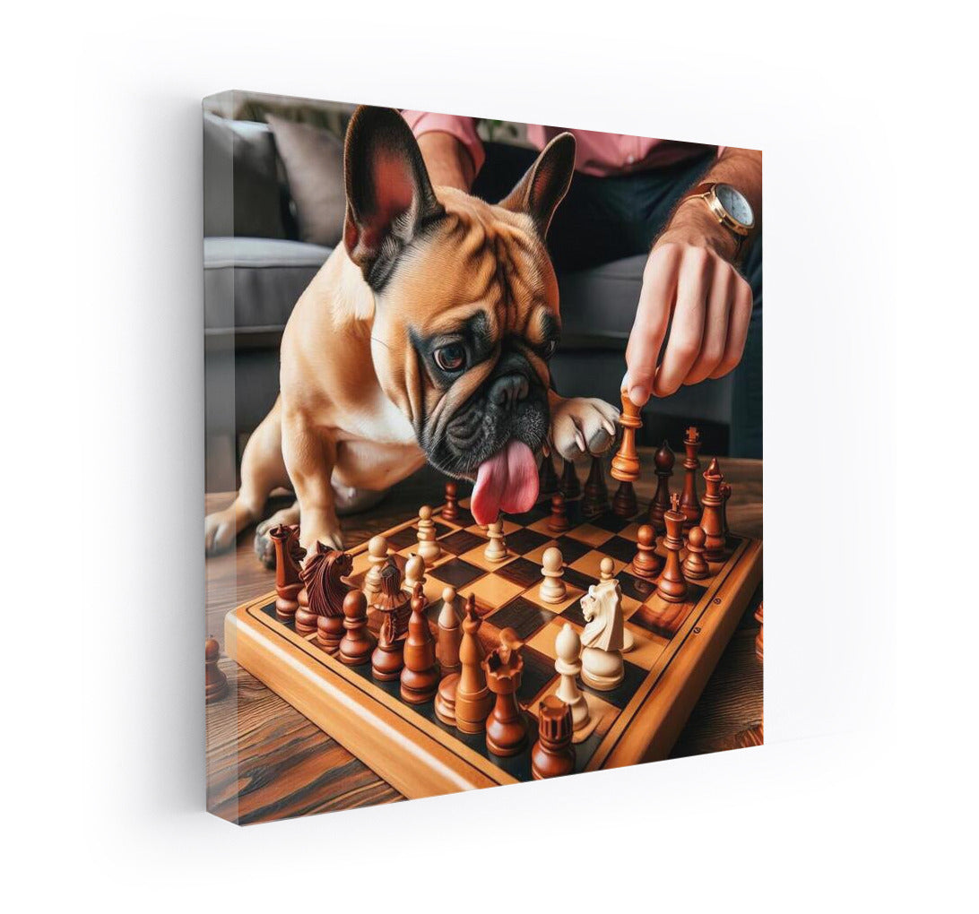 Chess Duel: French Bulldog in Play
