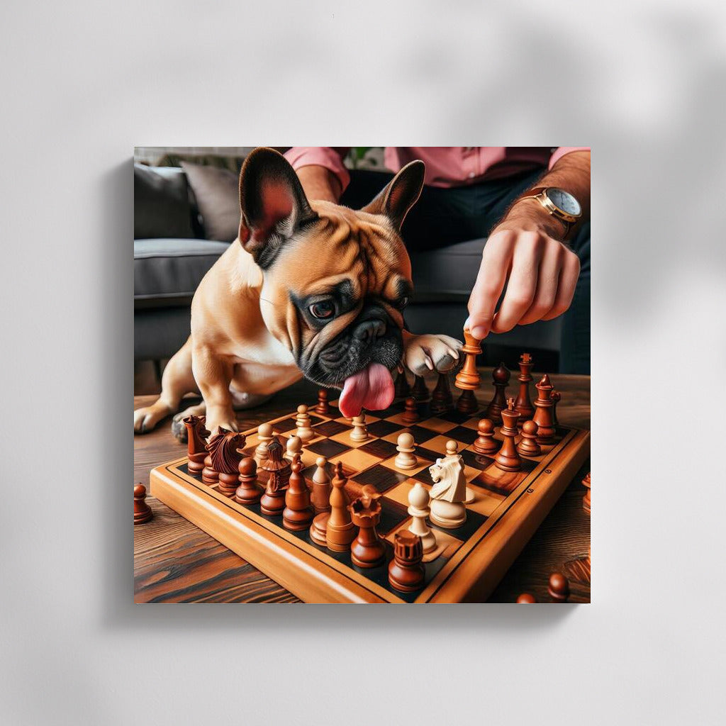 Chess Duel: French Bulldog in Play