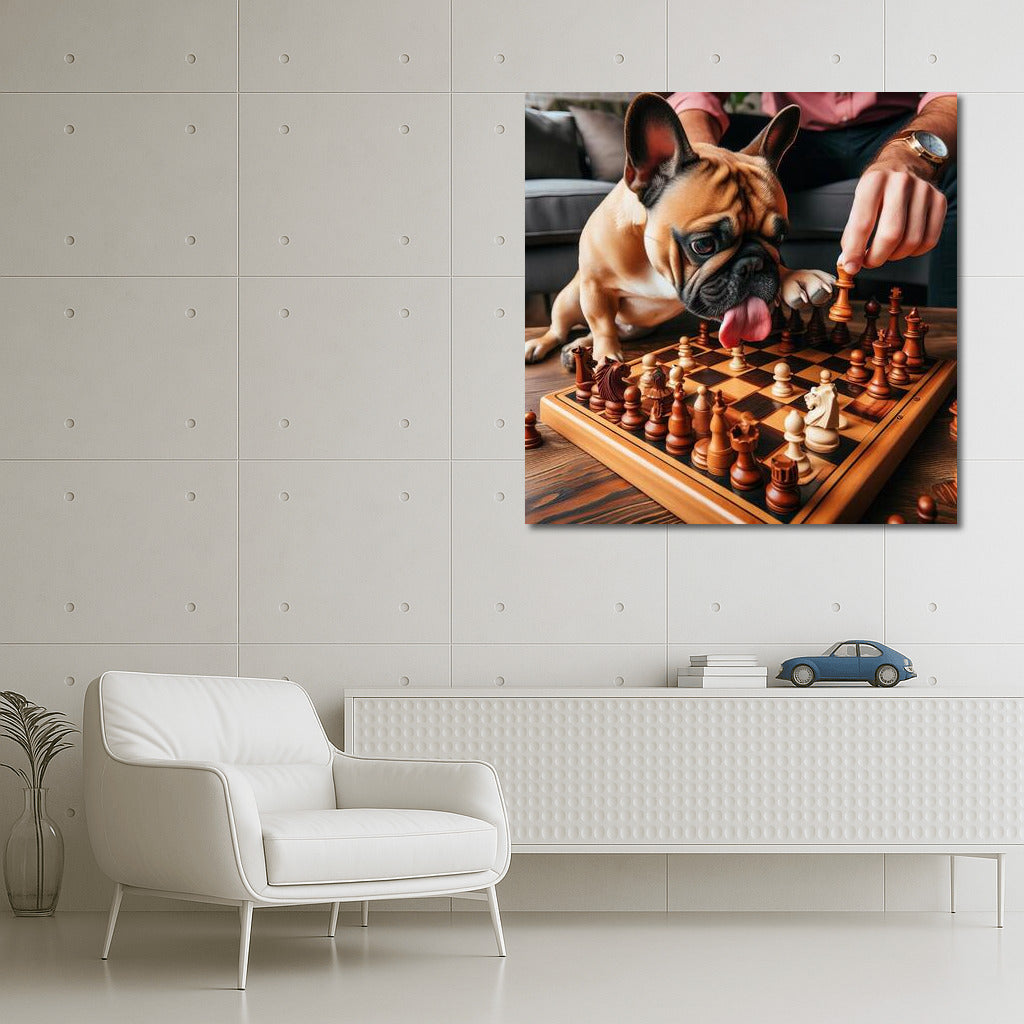 Chess Duel: French Bulldog in Play