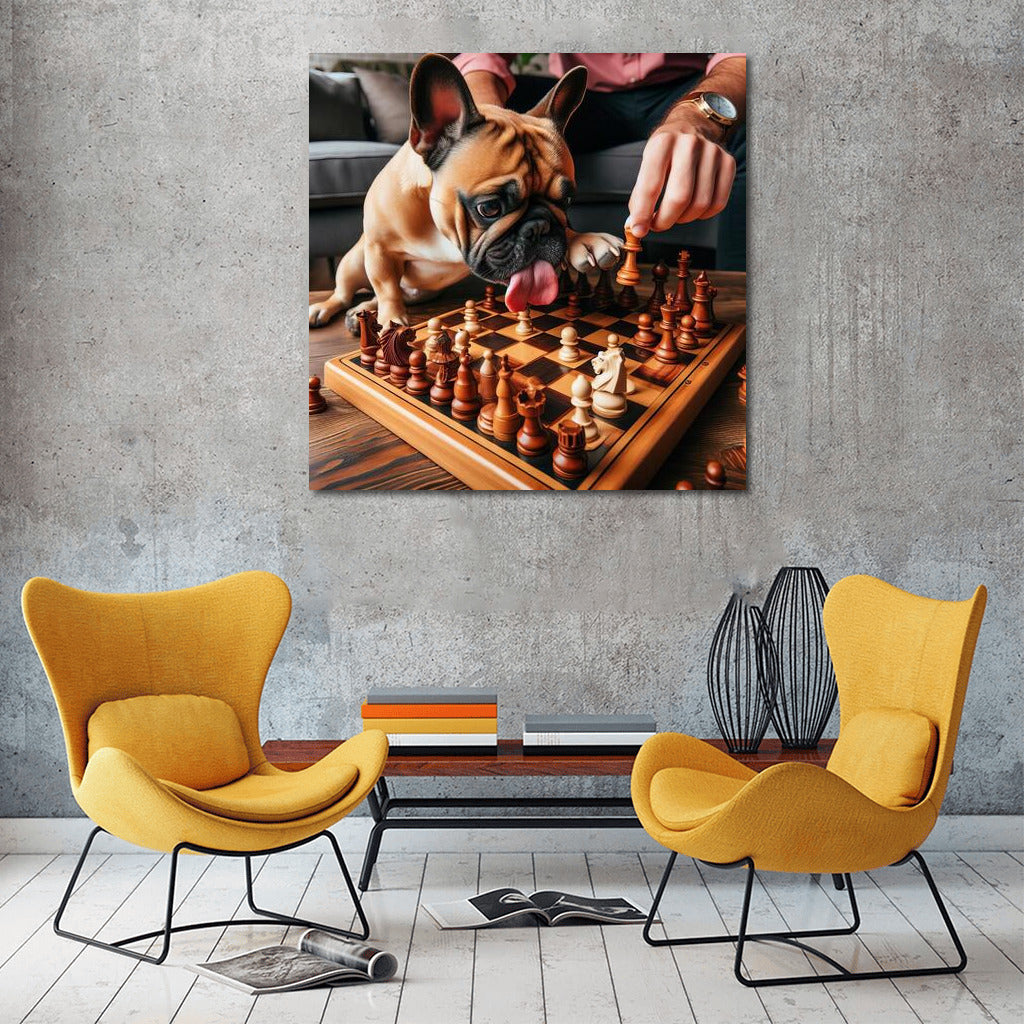 Chess Duel: French Bulldog in Play