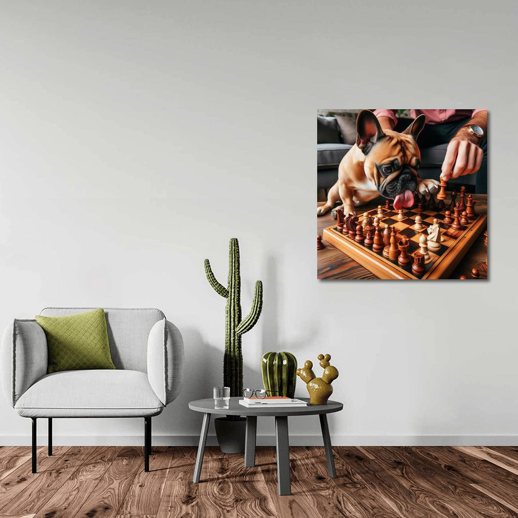 Chess Duel: French Bulldog in Play