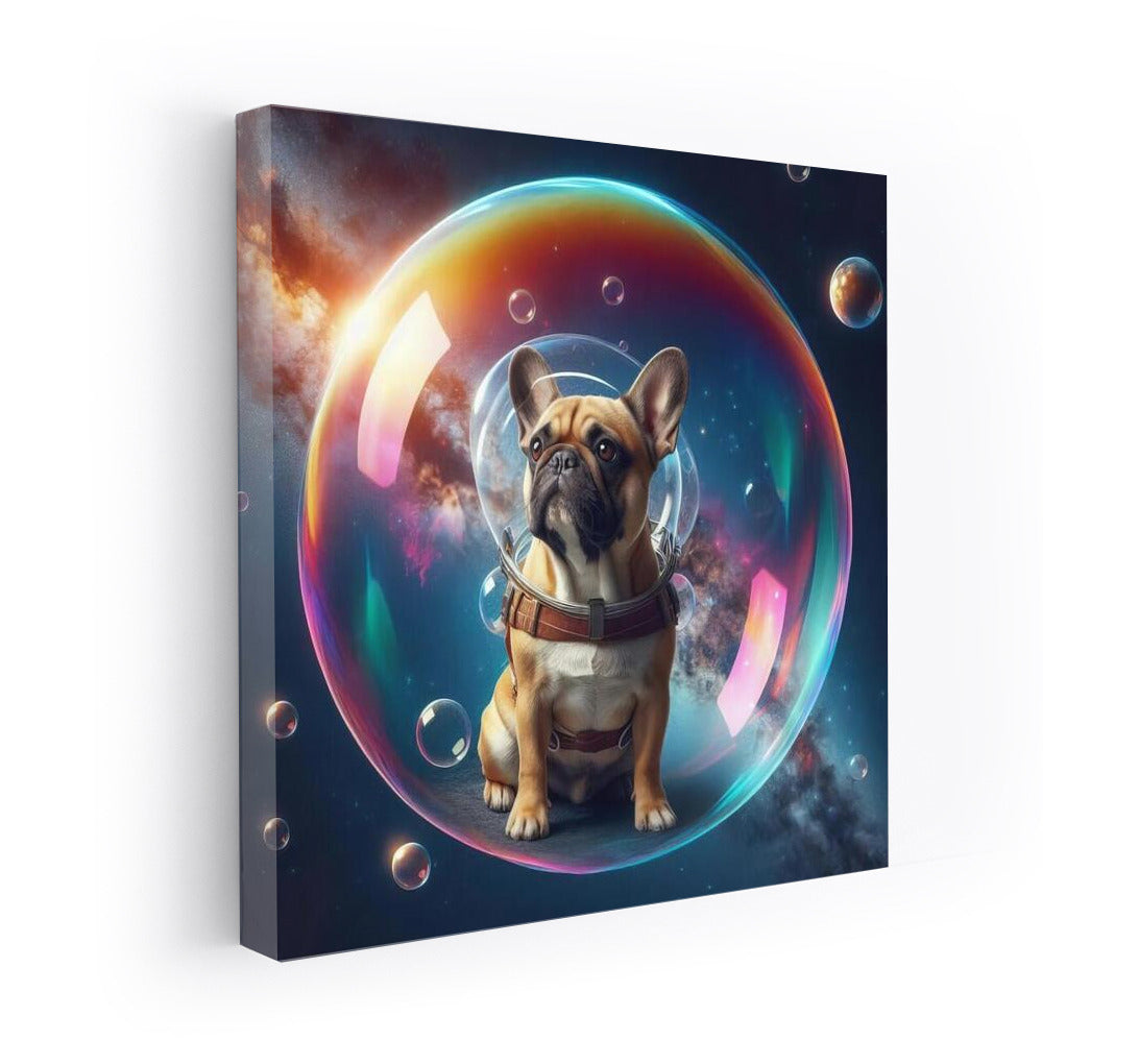 French Bulldog's Space Journey in a Soap Bubble