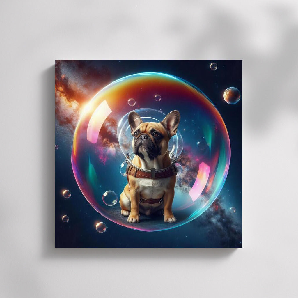 French Bulldog's Space Journey in a Soap Bubble